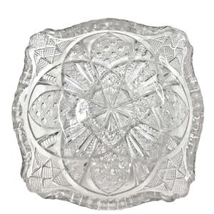 Vintage Ashtray 5" Square 4 Slot‎ Cigar Cut Glass Clear